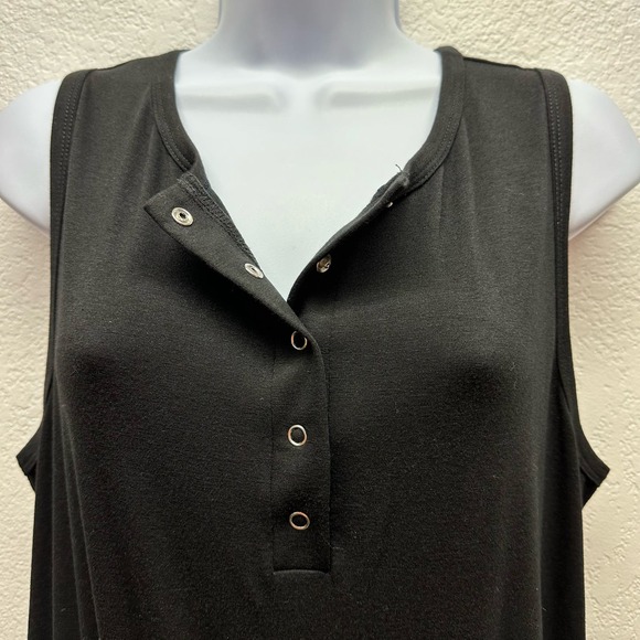 New! Women’s Sz Med Black Sleeveless Romper w/Elastic Waist & Snap Closure, V572 - Picture 4 of 15